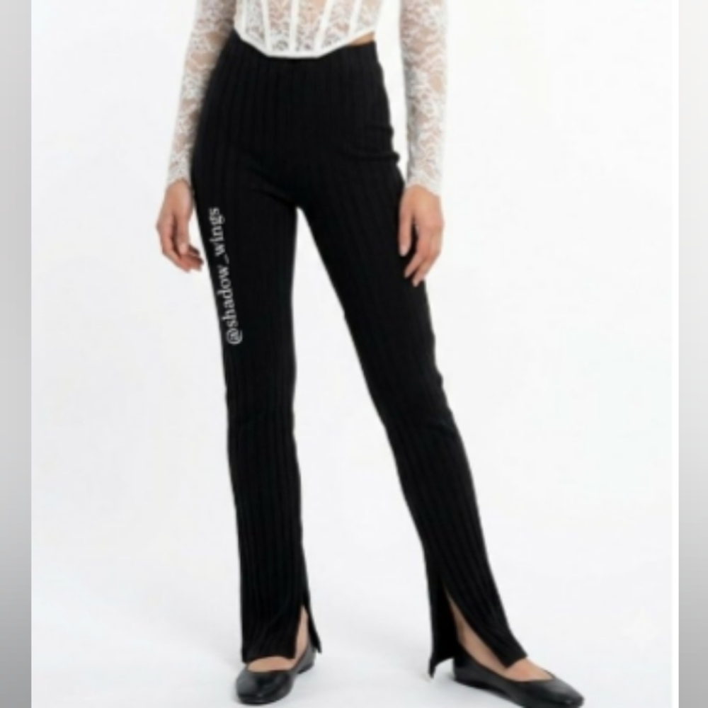Reformation Flash Pants - Size XS Long Black Ribbed Split Hem Pants